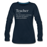 Long Sleeve T-Shirt "Teachers Inspire" Graphic in Deep Navy