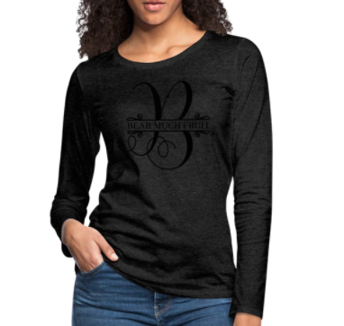 Screenshot (1410) Long Sleeve T-Shirt "Bear Much Fruit" In Charcoal Grey - Image 1