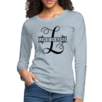 Long Sleeve T-Shirt "Love Is Kind" In Heather Ice Blue