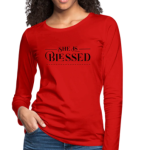 Long Sleeve T-Shirt "She Is Blessed" In Red