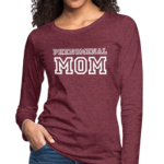 Long Sleeve Tee "Phenomenal Mom" In Heather Burgundy