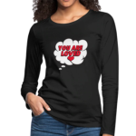 Slim Fit Long Sleeve T-Shirt "You Are Loved" In Black