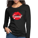 Long Sleeve T-Shirt "Sweet Kiss Red Lipstick" In Black