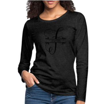 Screenshot (1606) Long Sleeve T-Shirt "Faith" In Charcoal Gray - Image 1
