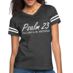 Short Sleeve T-Shirt "Psalm 23" Graphic Vintage Sport Design In Heather Navy/White