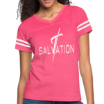 Short Sleeve T-Shirt " Salvation" Graphic Vintage Sport Design In Pink/White
