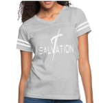 Short Sleeve T-Shirt " Salvation" Graphic Vintage Sport Design In Heather Gray/White