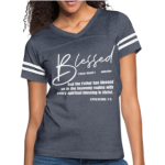Short Sleeve T-Shirt "Blessed With Every Spiritual Blessing" Graphic Vintage Sport Design In Deep Navy/White