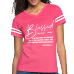Short Sleeve T-Shirt "Blessed With Every Spiritual Blessing" Graphic Vintage Sport Design In Pink/White