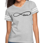 Short Sleeve T-Shirt "Infinite Love" Graphic Vintage Sport Design In Heather Gray/White