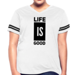 Short Sleeve T-Shirt "Life Is Good Print II " Graphic Vintage Sport Design In White/Black