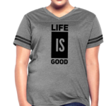 Short Sleeve T-Shirt "Life Is Good Print II " Graphic Vintage Sport Design In Heather Gray/Charcoal