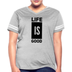Short Sleeve T-Shirt "Life Is Good Print II " Graphic Vintage Sport Design In Heather Gray/White