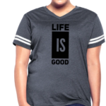 Short Sleeve T-Shirt "Life Is Good Print II " Graphic Vintage Sport Design In Navy/White