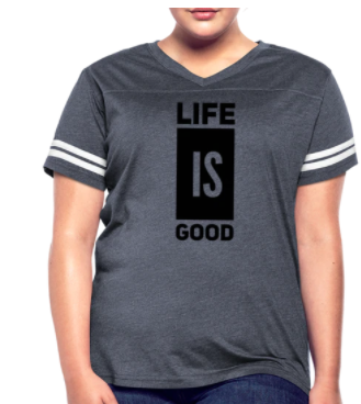Screenshot (1731) Short Sleeve T-Shirt "Life Is Good Print II " Graphic Vintage Sport Design In Navy/White - Image 1