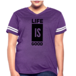 Short Sleeve T-Shirt "Life Is Good Print II " Graphic Vintage Sport Design In Purple/White