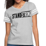 Short Sleeve T-Shirt "Stand Strong" Graphic Vintage Sport Design Heather Gray/White