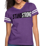 Short Sleeve T-Shirt "Stand Strong" Graphic Vintage Sport Design Purple/White