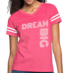 Short Sleeve T-Shirt "Dream Big Vintage" Graphic Vintage Sport Design In Pink/White