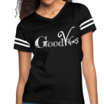 Short Sleeve T-Shirt "Good Vibes" Graphic Vintage Sport Design In Black/White