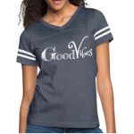 Short Sleeve T-Shirt "Good Vibes" Graphic Vintage Sport Design In Navy/White