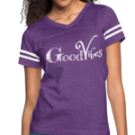 Short Sleeve T-Shirt "Good Vibes" Graphic Vintage Sport Design In Purple/White