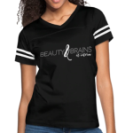 Short Sleeve T-Shirt "Beauty & Brains Et Cetera" Graphic Vintage Sport Design In Black/White