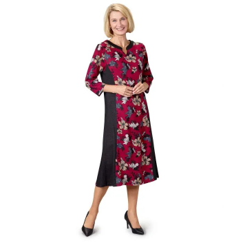 Screenshot 2022-03-19 7.47.27 PM Dress Adaptive Dressing Open Back Stylish Color Block Red Floral Design - Image 1