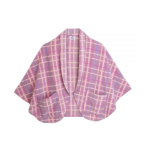 Cape Self Dressing Fleece Pocketed Poncho In Pink Plaid