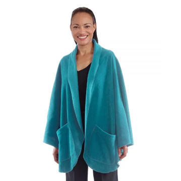 Screenshot 2022-03-20 7.36.34 PM Cape Self Dressing Fleece Pocketed Poncho In Adriatic Blue - Image 1
