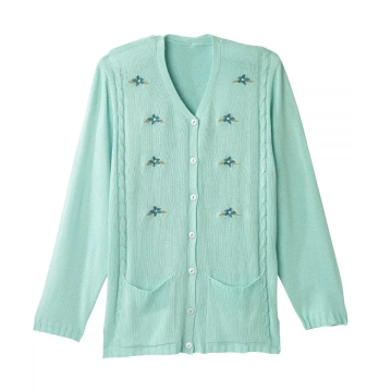 Screenshot 2022-03-20 7.36.47 PM Cardigan Assisted Dressing Open Back Flower Design In Mint - Image 1