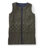 Jacket Self Dressing Reversible Quilted Design With Detachable Sleeves In Midnight Navy & Green - Image 3