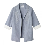 Blazer Self Dressing Embroidered Breezy Blue Linen