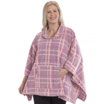 Cape Self Dressing Comfy Polar Fleece In Pink Plaid