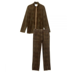 Set Self Dressing Tracksuit With Magnetic Front Zip & Easy Pull-On Pants In Tan Checker