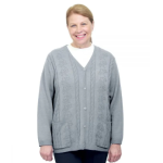 Cardigan Assisted Dressing Open Back Knitted Cardigan In Oxford Grey