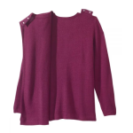 Cardigan Assisted Dressing Open Back Sweater In Wine - Image 2