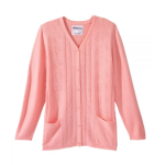 Cardigan Assisted Dressing Open Back Sweater In Pink