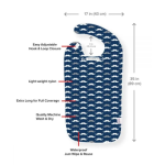 Bib Assisted Dressing Lightweight Clothing Protector Bib for Adults Navy Mustache Pattern - Image 2