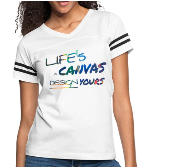 Screenshot (101) Short Sleeve T-Shirt " Lifes A Canvas Design Yours" Graphic Vintage Sport Design In White Black - Image 1