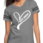 Short Sleeve T-Shirt "Faith Works Heart" Graphic Vintage Sport Design In Heather Gray Charcoal