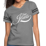 Short Sleeve T-Shirt "Team Jesus " Graphic Vintage Sport Design In Heather Gray Charcoal