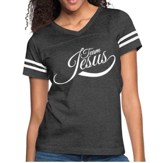Screenshot (194) Short Sleeve T-Shirt "Team Jesus " Graphic Vintage Sport Design In Vintage Smoke White - Image 1
