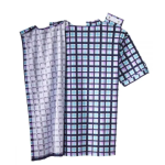 Top Adaptive Dressing Open Back Short Sleeve Henley T-Shirt In Lilac & Blue Plaid - Image 2