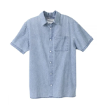 Top Adaptive Dressing Open Back Short Sleeve Dress Shirt In Denim