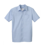 Top Adaptive Dressing Open Back Short Sleeve Dress Shirt In Breezy Blue