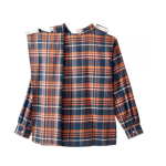 Top Adaptive Dressing Open Back Long Sleeve Plaid T-Shirt In Multi-Color Brown - Image 2
