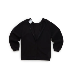 Sweater Assisted Dressing Open Back Crew Neck Fleece In Black - Image 2