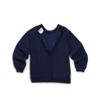 Sweater Assisted Dressing Open Back Crew Neck Fleece In Navy - Image 2