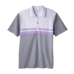 Top Adaptive Dressing Open Back Polo Shirt In Lilac Stripes
